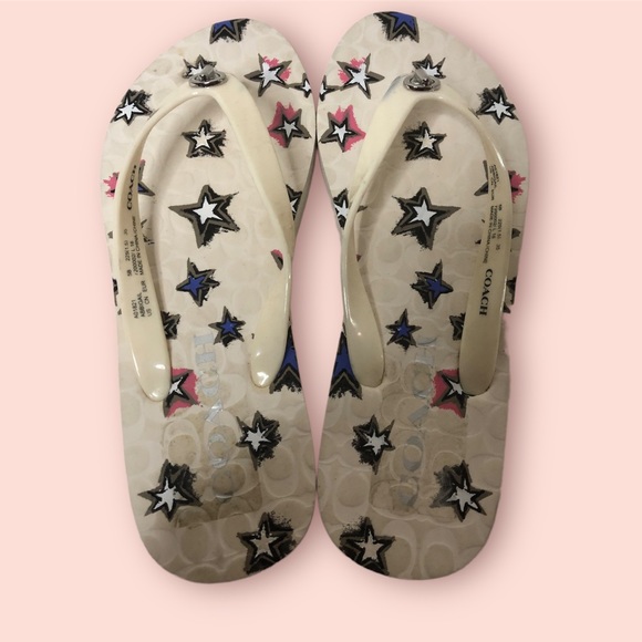 Coach Abbigail Star Rubber Chalk White Thong Flip Flops/Sandals Sz 5 - Picture 5 of 12